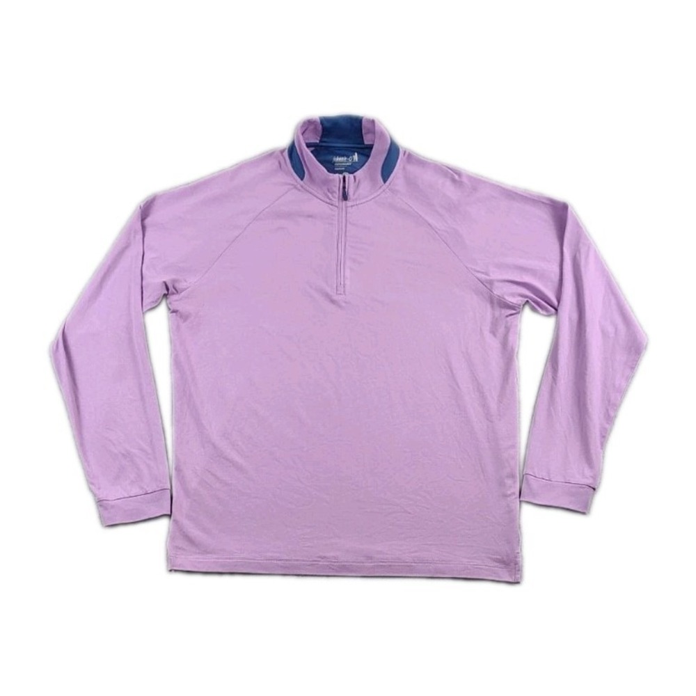Johnnie O Steffen Pinstripe 1/4  Zip Performance Pullover Sweater Mens M Purple